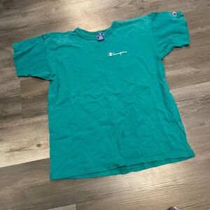 Vintage Champion T Shirt Mens XL Teal Green Made in USA Script Logo 90s